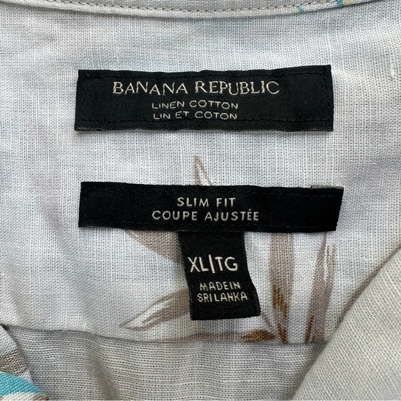 Banana Republic Linen Cotton Blend Aloha Resort Shirt Slim Fit Size XL - Picture 2 of 6